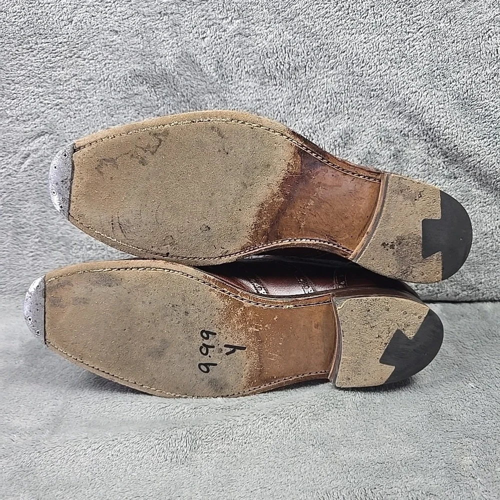 Carlos Santos Goodyear Welted Wingtip Shoes Mens Size 7 Brown‎ Metal Toe Plate